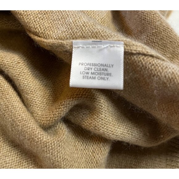 Charter Club Womens 100% cashmere Ruffle Cardigan Sweater L Tan open front soft - Picture 6 of 11